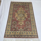 4x6 Handmade Kafkazi Copper Rug – Azo Free Geometric Wool, Cotton & Silk Touch Area Rug