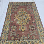 4x6 Handmade Kafkazi Copper Rug – Azo Free Geometric Wool, Cotton & Silk Touch Area Rug