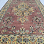 4x6 Handmade Kafkazi Copper Rug – Azo Free Geometric Wool, Cotton & Silk Touch Area Rug