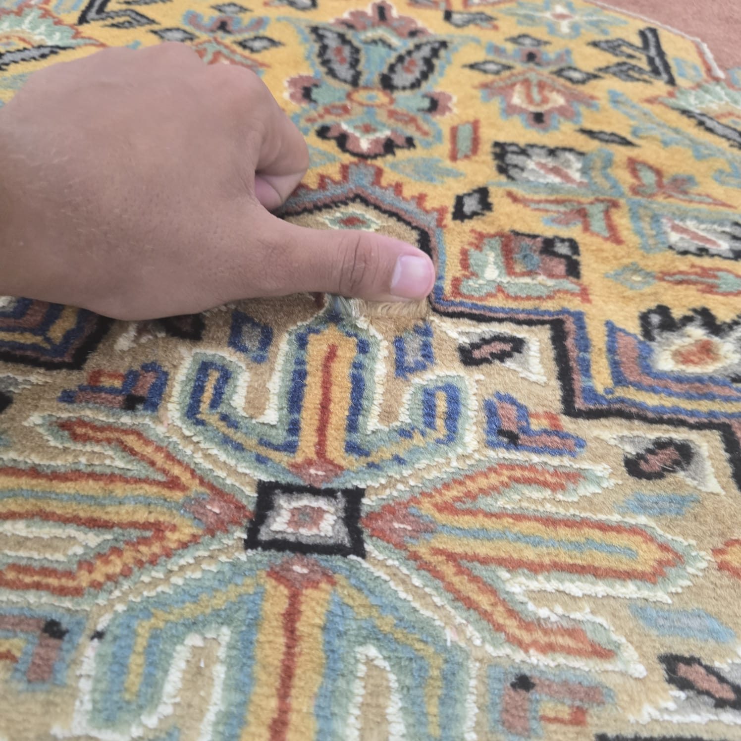 4x6 Handmade Kafkazi Copper Rug – Azo Free Geometric Wool, Cotton & Silk Touch Area Rug