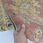 4x6 Handmade Kafkazi Copper Rug – Azo Free Geometric Wool, Cotton & Silk Touch Area Rug