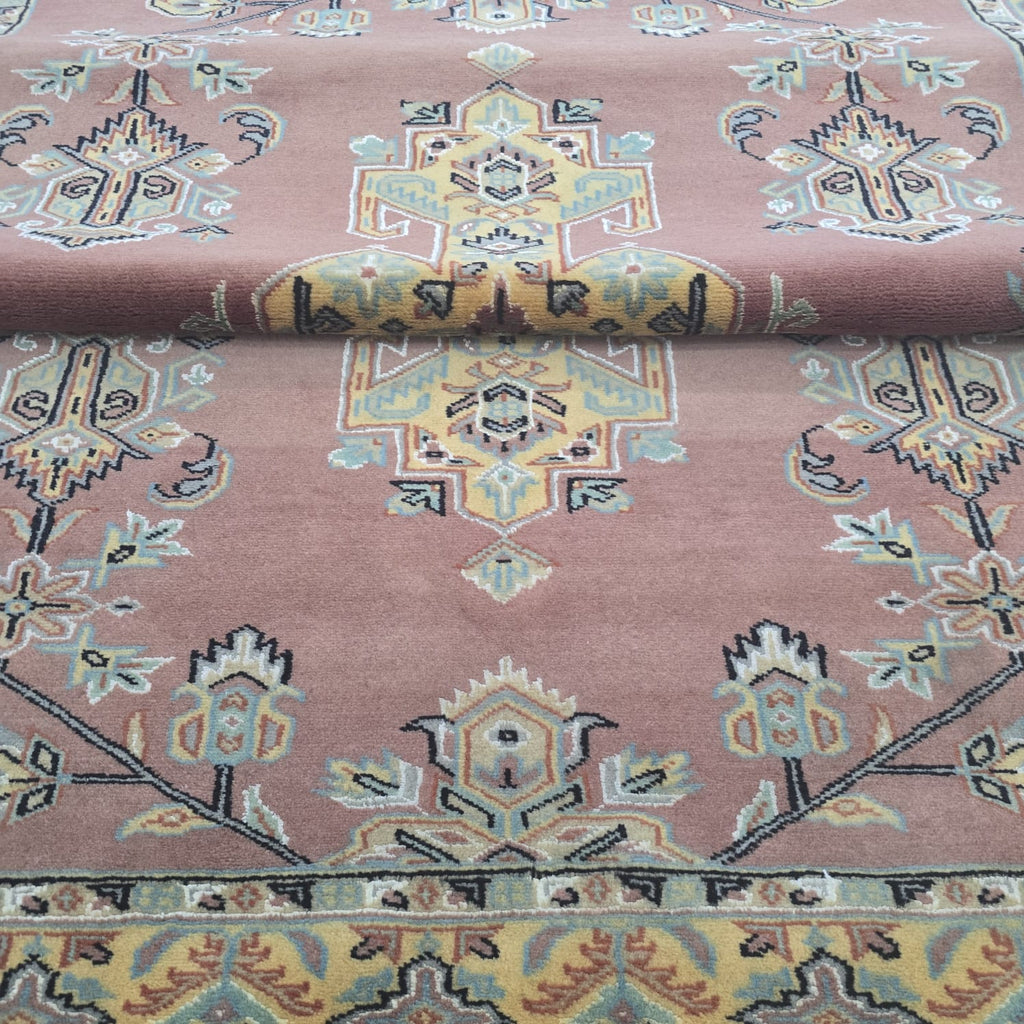 4x6 Handmade Kafkazi Copper Rug – Azo Free Geometric Wool, Cotton & Silk Touch Area Rug