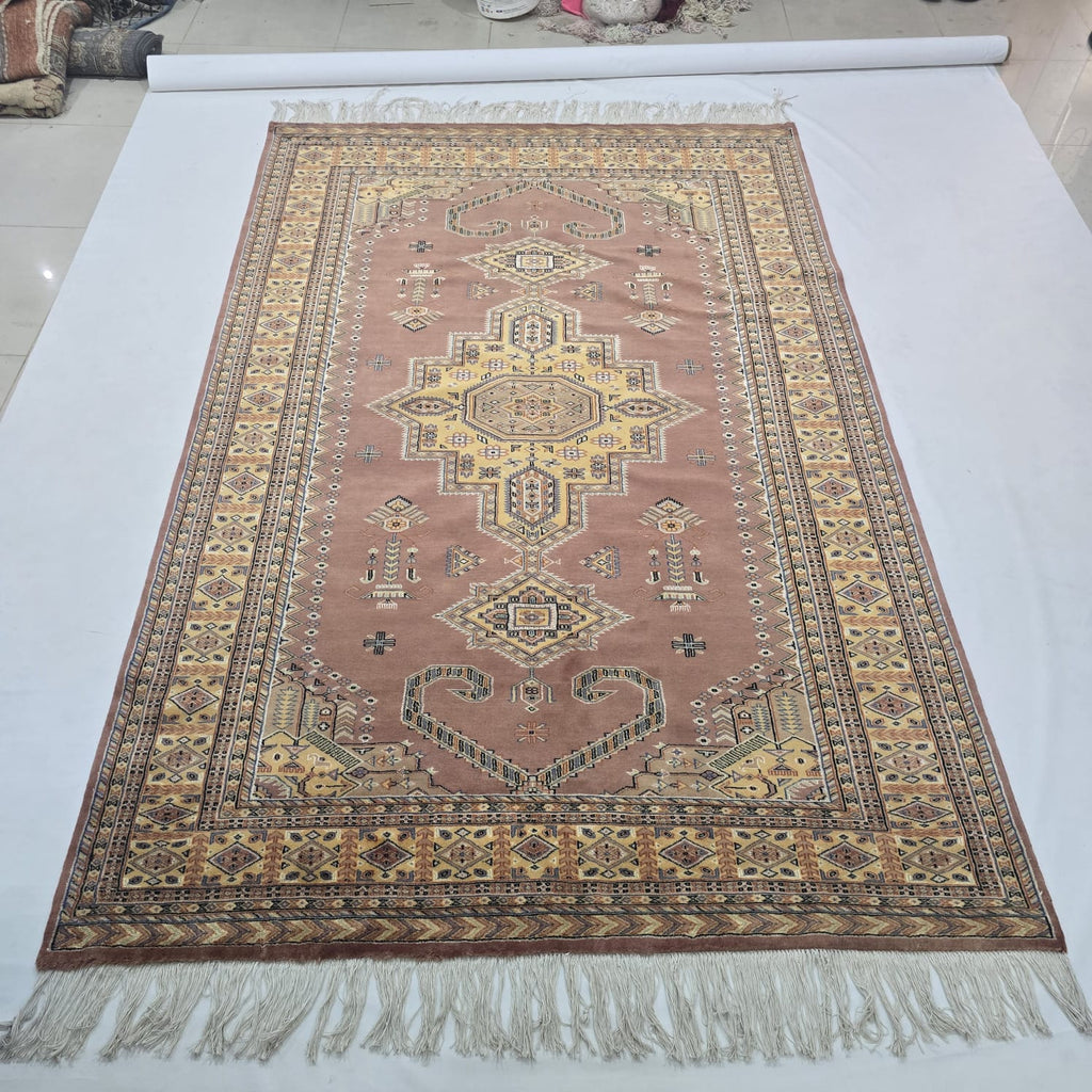 6x9 Copper Geometric Handmade Cotton & Wool Silk Touch Rug | Premium Luxury Area Rug