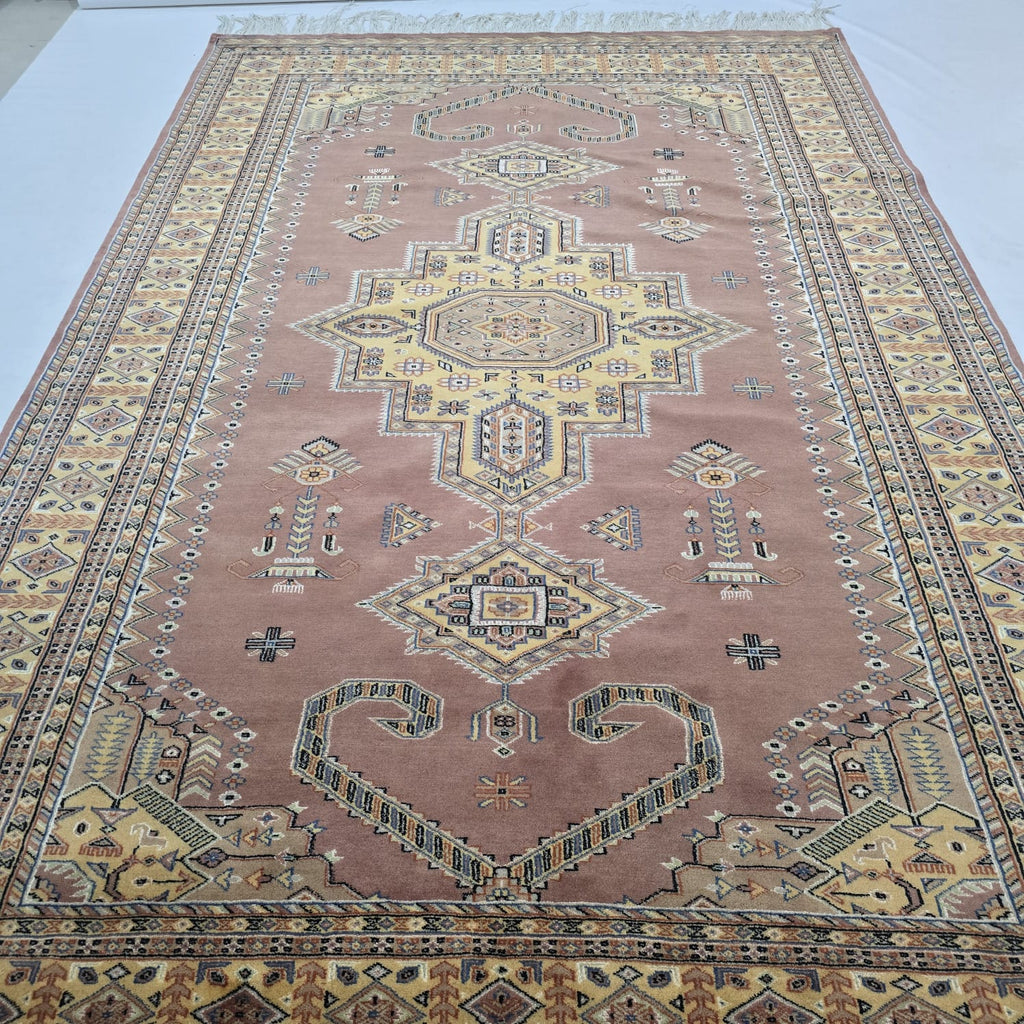 6x9 Copper Geometric Handmade Cotton & Wool Silk Touch Rug | Premium Luxury Area Rug