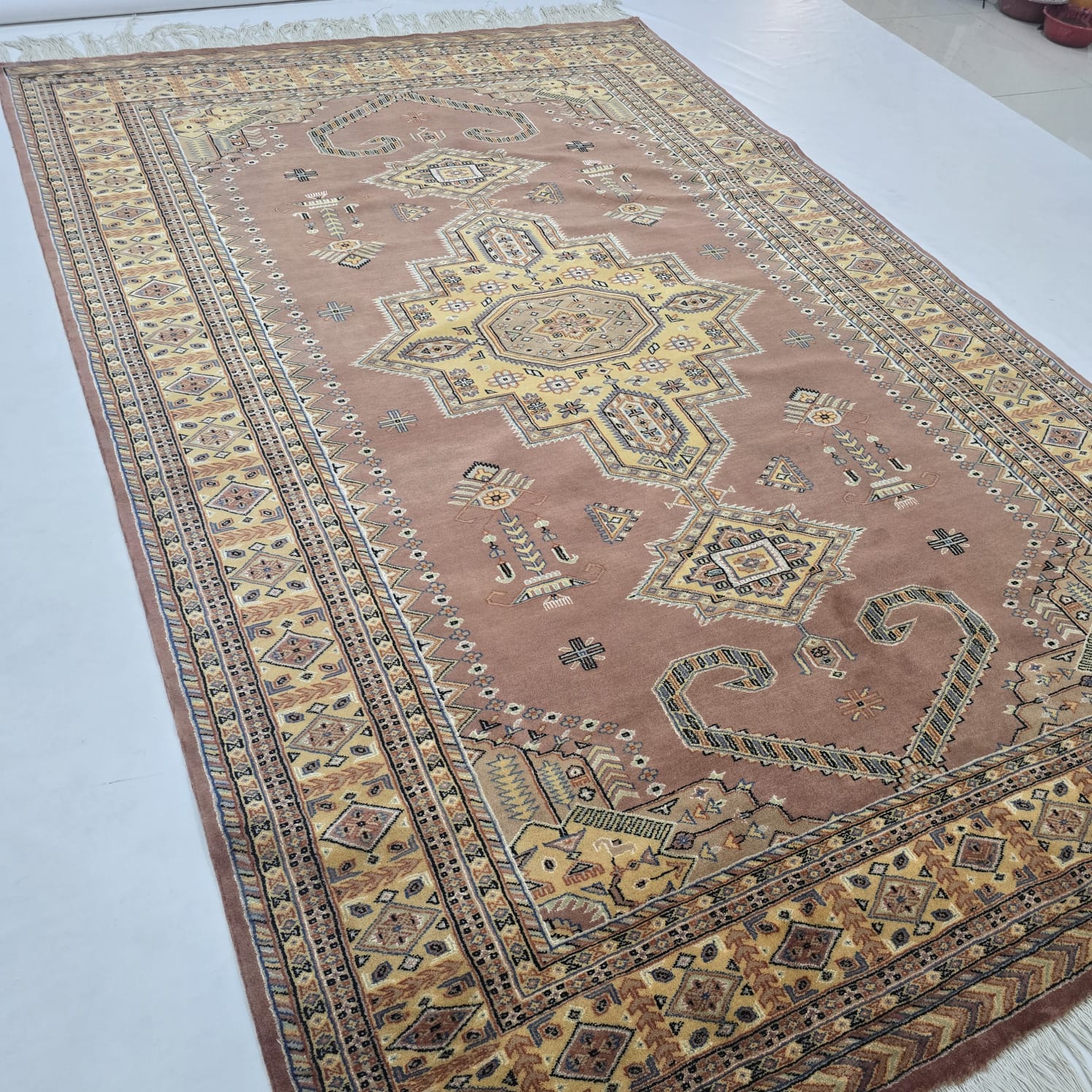 6x9 Copper Geometric Handmade Cotton & Wool Silk Touch Rug | Premium Luxury Area Rug