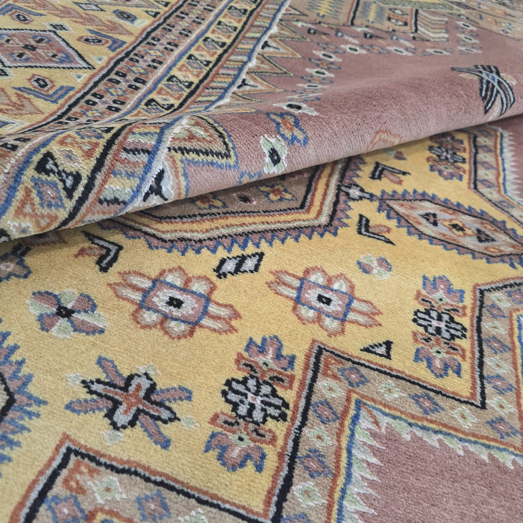 6x9 Copper Geometric Handmade Cotton & Wool Silk Touch Rug | Premium Luxury Area Rug
