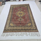 6x9 Copper Geometric Handmade Cotton & Wool Silk Touch Rug | Premium Luxury Area Rug