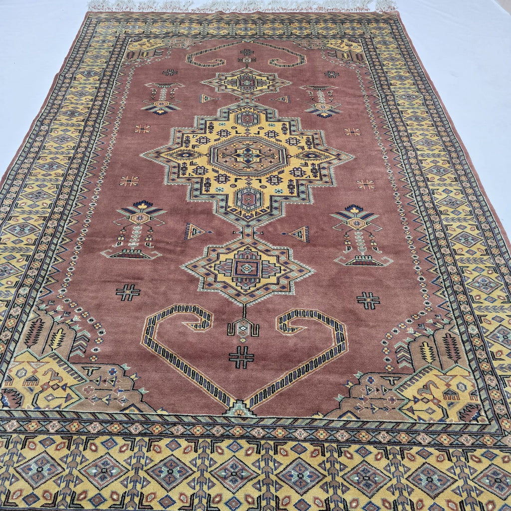 6x9 Copper Geometric Handmade Cotton & Wool Silk Touch Rug | Premium Luxury Area Rug