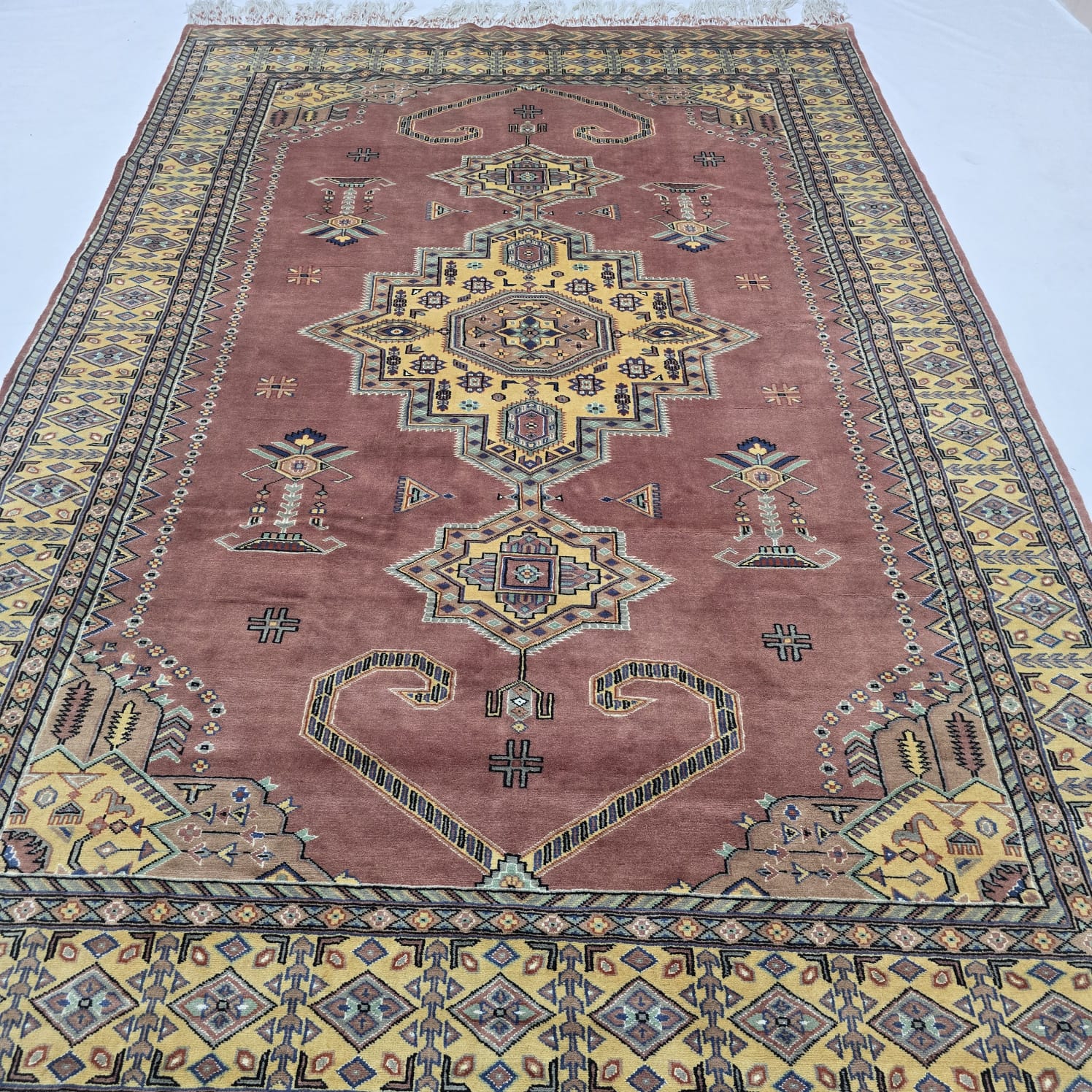 6x9 Copper Geometric Handmade Cotton & Wool Silk Touch Rug | Premium Luxury Area Rug