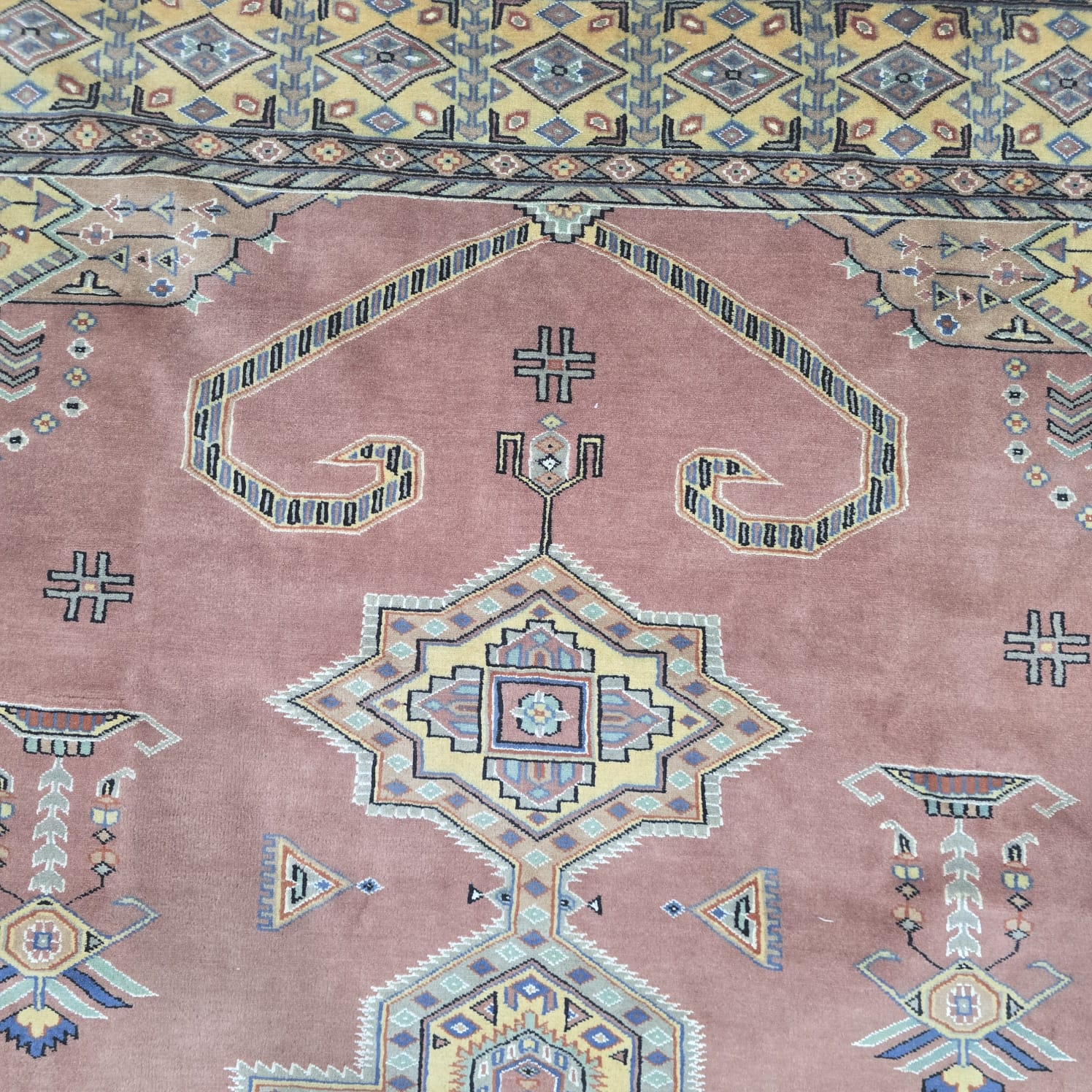 6x9 Copper Geometric Handmade Cotton & Wool Silk Touch Rug | Premium Luxury Area Rug