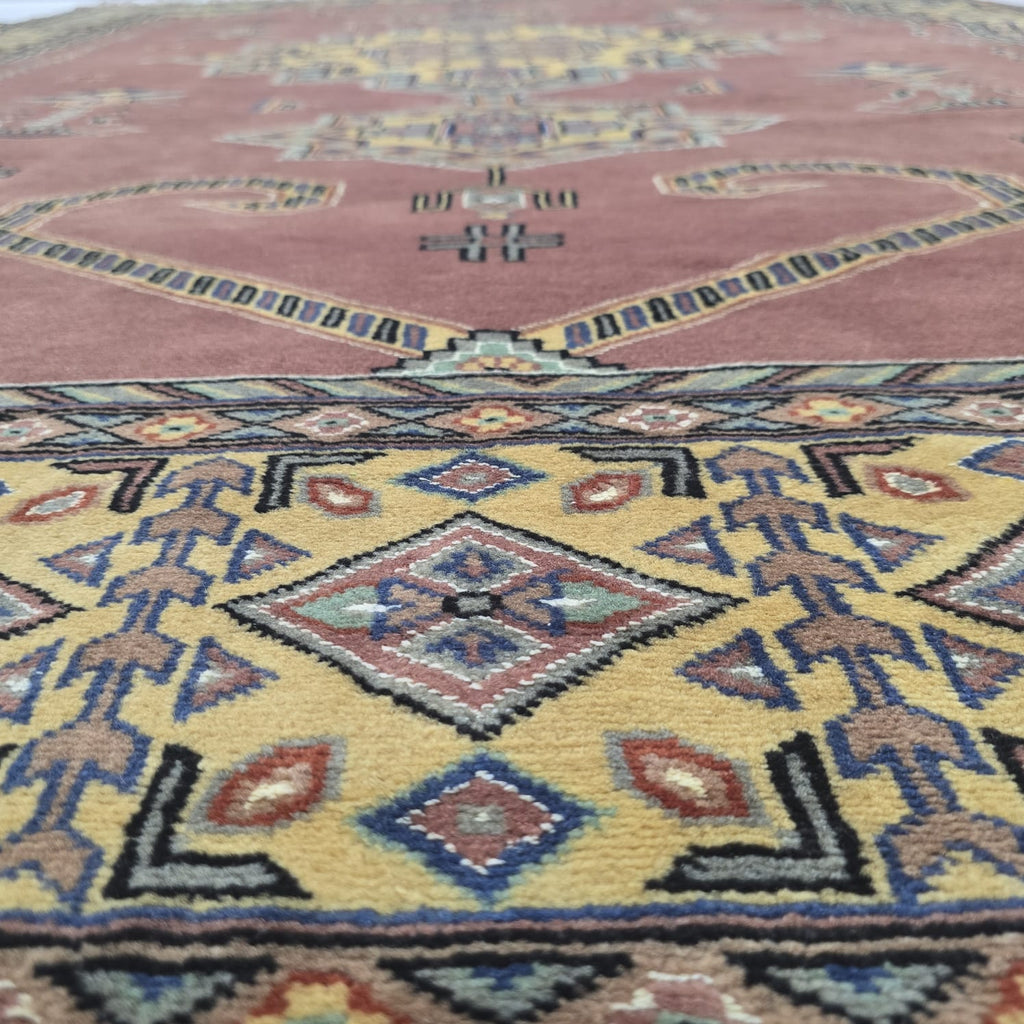 6x9 Copper Geometric Handmade Cotton & Wool Silk Touch Rug | Premium Luxury Area Rug
