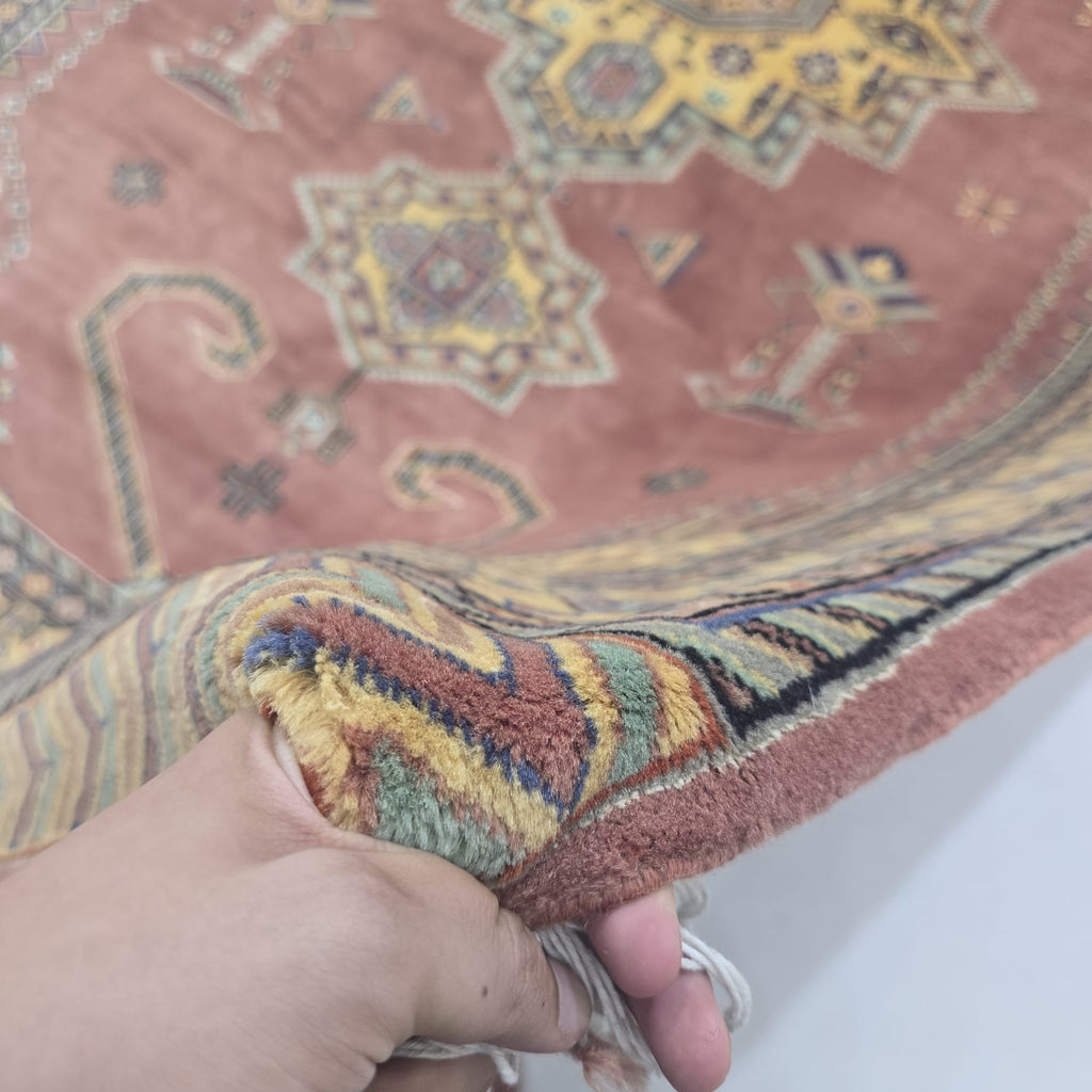 6x9 Copper Geometric Handmade Cotton & Wool Silk Touch Rug | Premium Luxury Area Rug