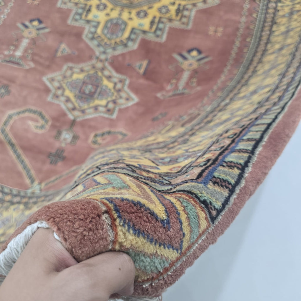 6x9 Copper Geometric Handmade Cotton & Wool Silk Touch Rug | Premium Luxury Area Rug