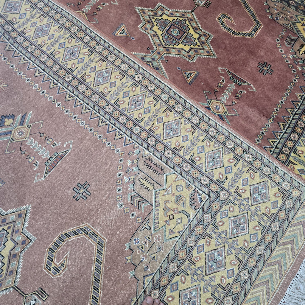 6x9 Copper Geometric Handmade Cotton & Wool Silk Touch Rug | Premium Luxury Area Rug