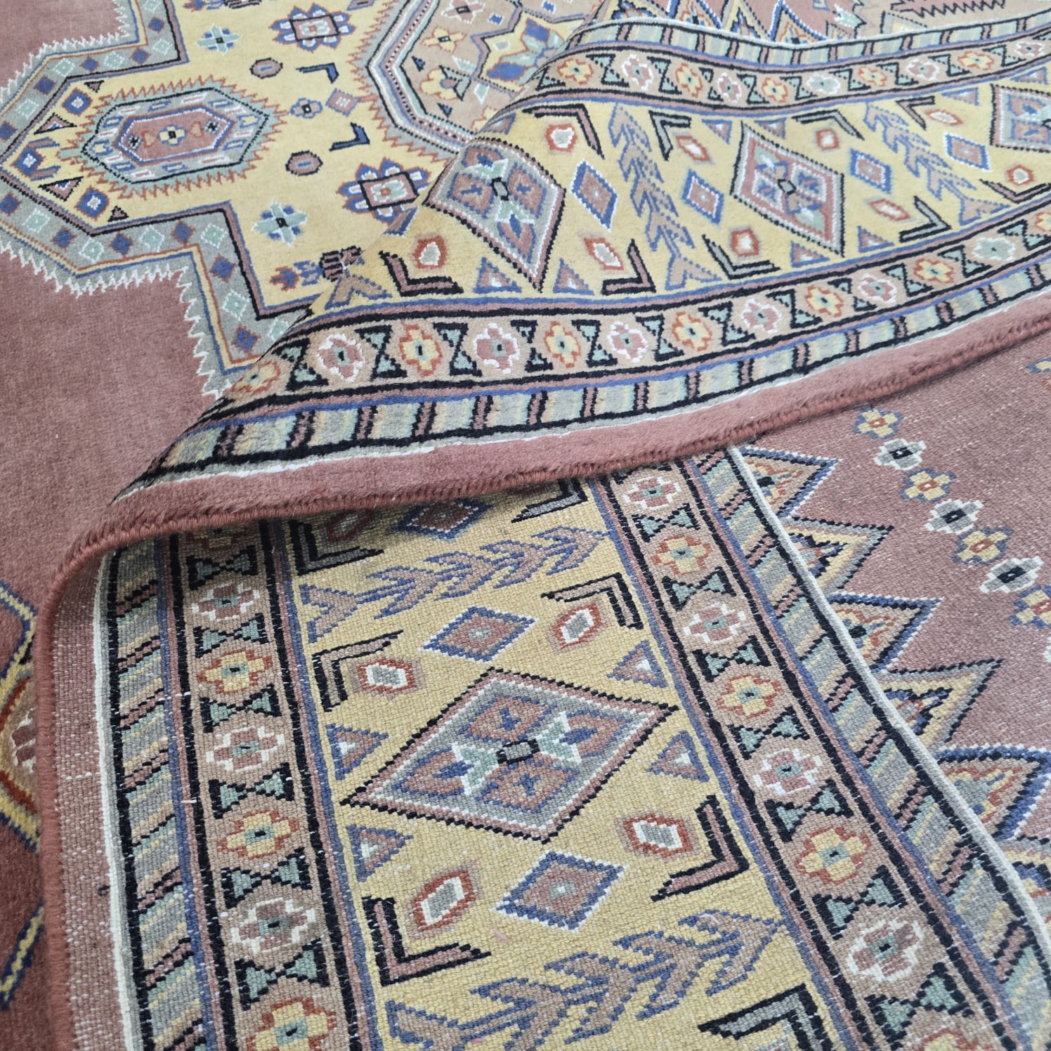 6x9 Copper Geometric Handmade Cotton & Wool Silk Touch Rug | Premium Luxury Area Rug