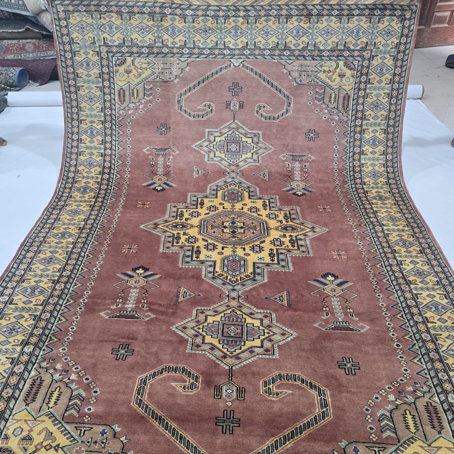 6x9 Copper Geometric Handmade Cotton & Wool Silk Touch Rug | Premium Luxury Area Rug