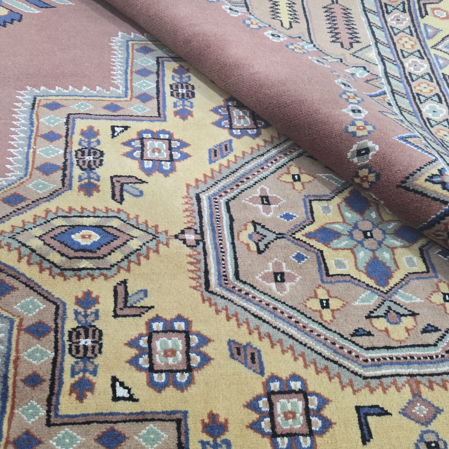 6x9 Copper Geometric Handmade Cotton & Wool Silk Touch Rug | Premium Luxury Area Rug