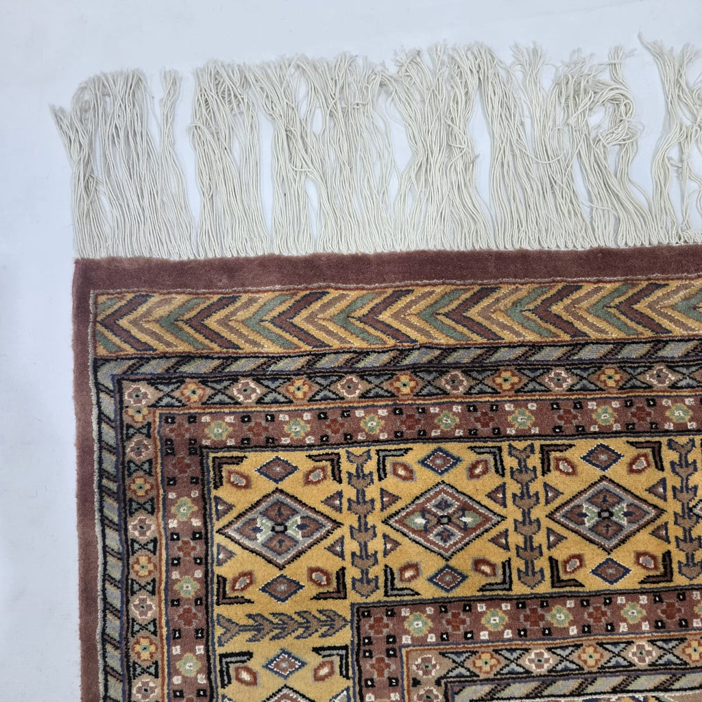 6.5x9.5 Handmade Kafkazi Copper Area Rug – Azo Free Geometric Wool, Cotton & Silk Touch Rug