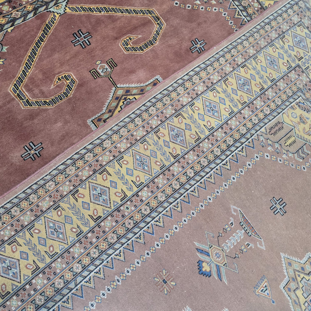 6.5x9.5 Handmade Kafkazi Copper Area Rug – Azo Free Geometric Wool, Cotton & Silk Touch Rug