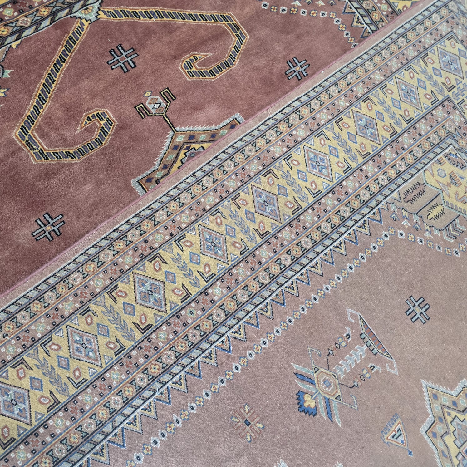 6.5x9.5 Handmade Kafkazi Copper Area Rug – Azo Free Geometric Wool, Cotton & Silk Touch Rug
