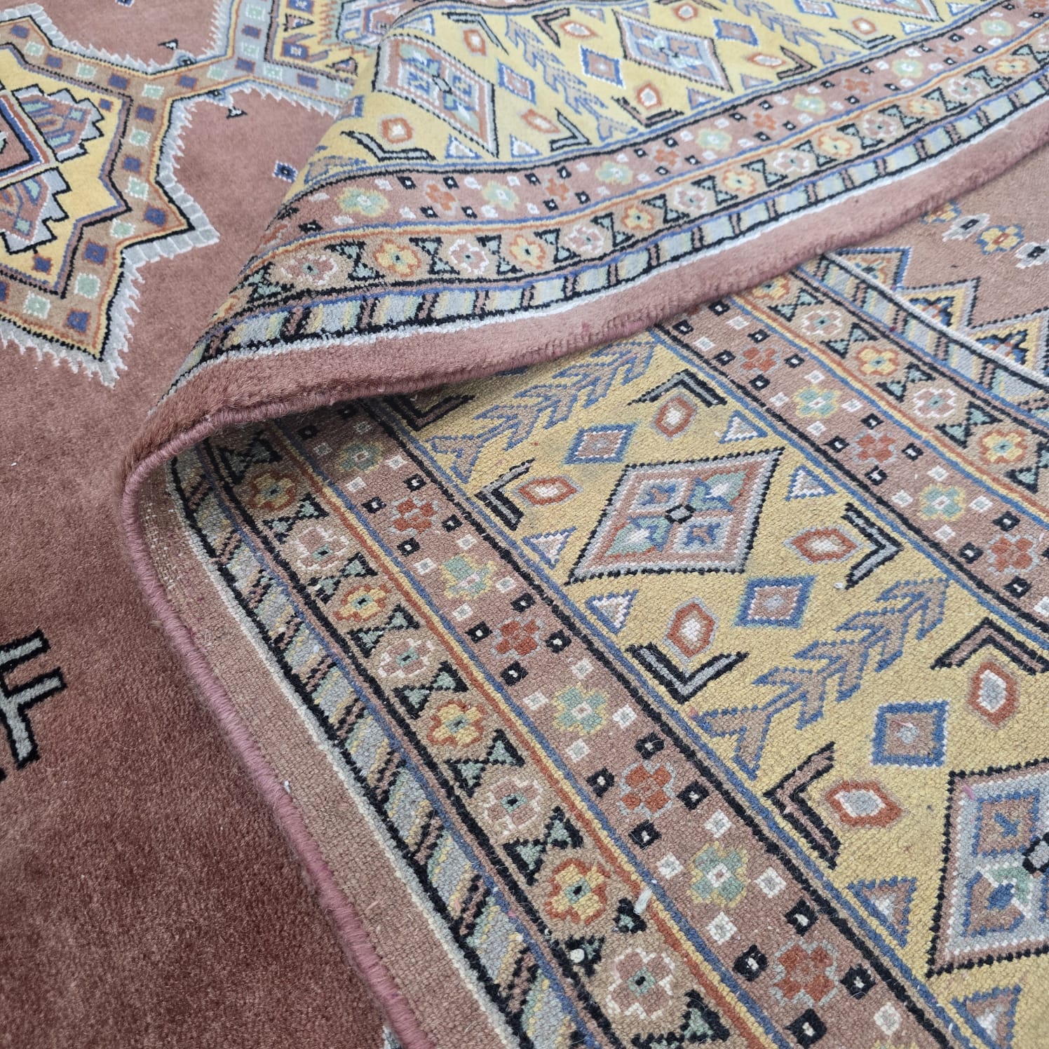 6.5x9.5 Handmade Kafkazi Copper Area Rug – Azo Free Geometric Wool, Cotton & Silk Touch Rug