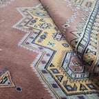 6.5x9.5 Handmade Kafkazi Copper Area Rug – Azo Free Geometric Wool, Cotton & Silk Touch Rug