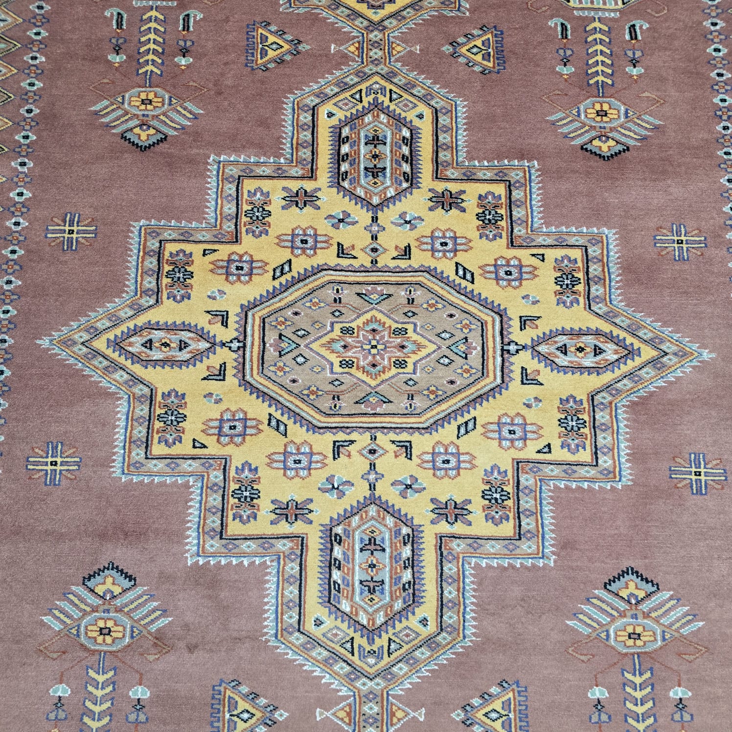 6x9 Copper Geometric Handmade Cotton & Wool Silk Touch Rug | Premium Luxury Area Rug