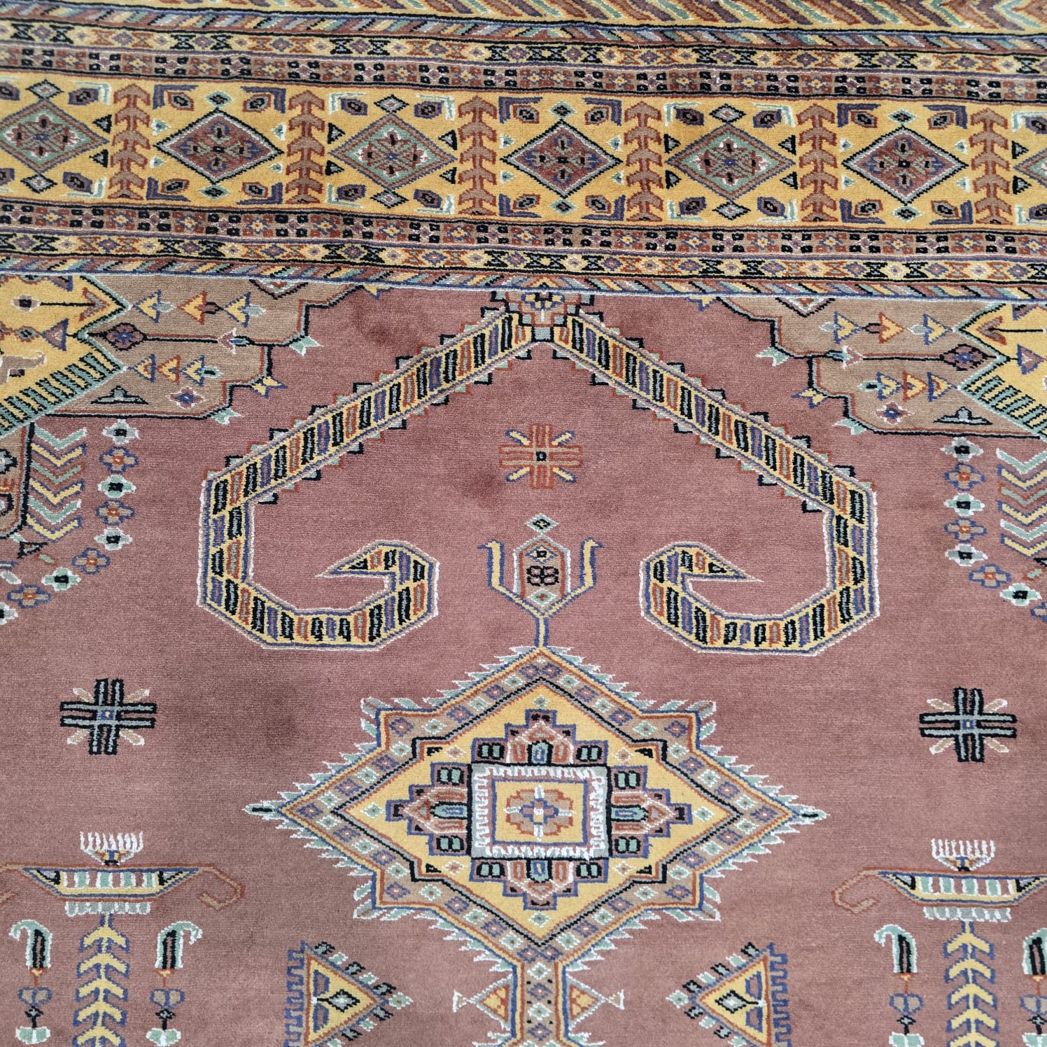 6x9 Copper Geometric Handmade Cotton & Wool Silk Touch Rug | Premium Luxury Area Rug