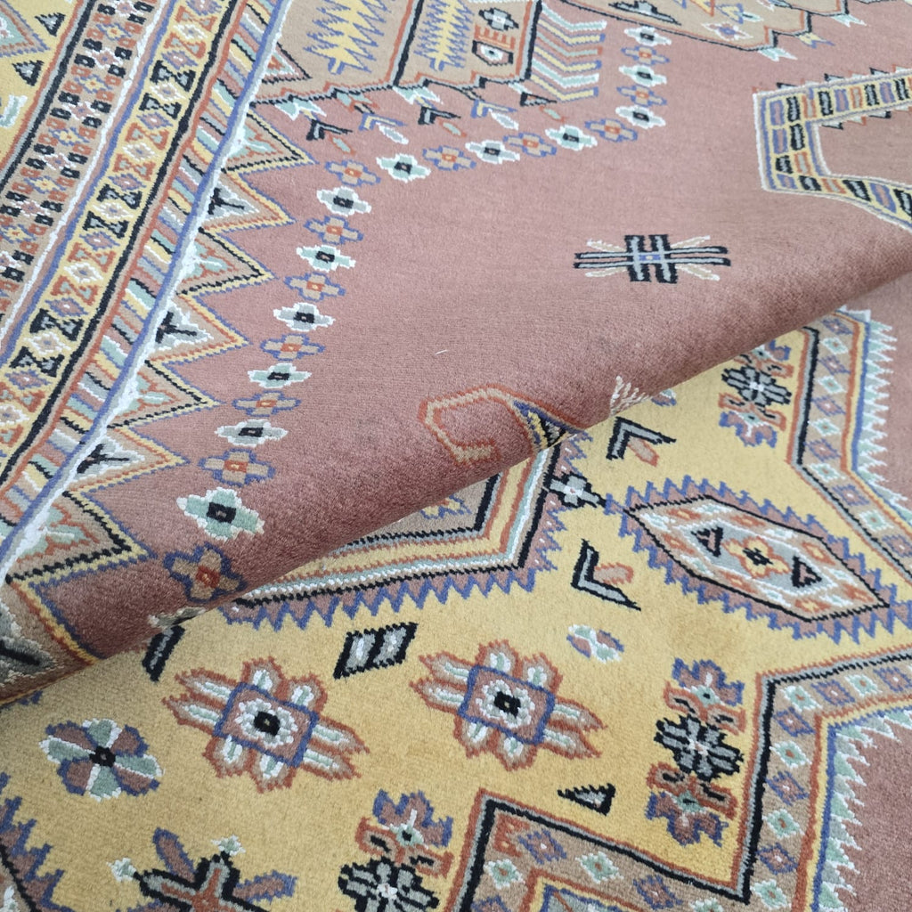 6x9 Copper Geometric Handmade Cotton & Wool Silk Touch Rug | Premium Luxury Area Rug