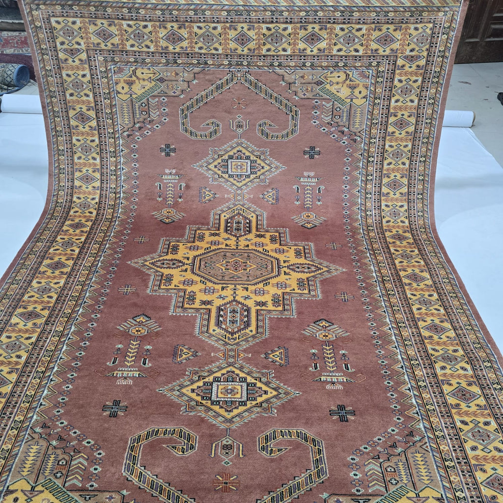 6x9 Copper Geometric Handmade Cotton & Wool Silk Touch Rug | Premium Luxury Area Rug