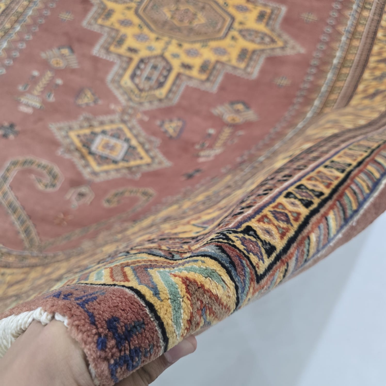 6x9 Copper Geometric Handmade Cotton & Wool Silk Touch Rug | Premium Luxury Area Rug