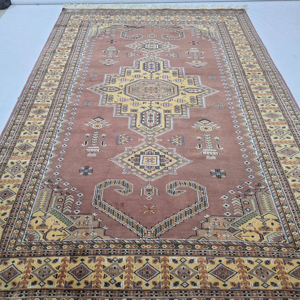 6x9 Copper Geometric Handmade Cotton & Wool Silk Touch Rug | Premium Luxury Area Rug