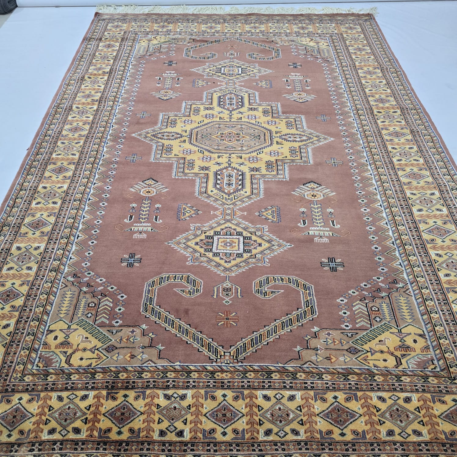 6x9 Copper Geometric Handmade Cotton & Wool Silk Touch Rug | Premium Luxury Area Rug