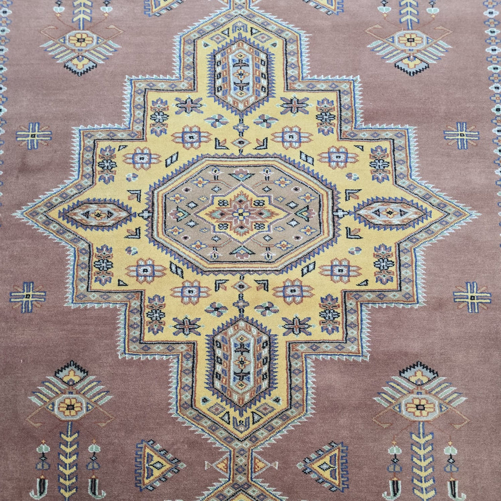 6x9 Copper Geometric Handmade Cotton & Wool Silk Touch Rug | Premium Luxury Area Rug