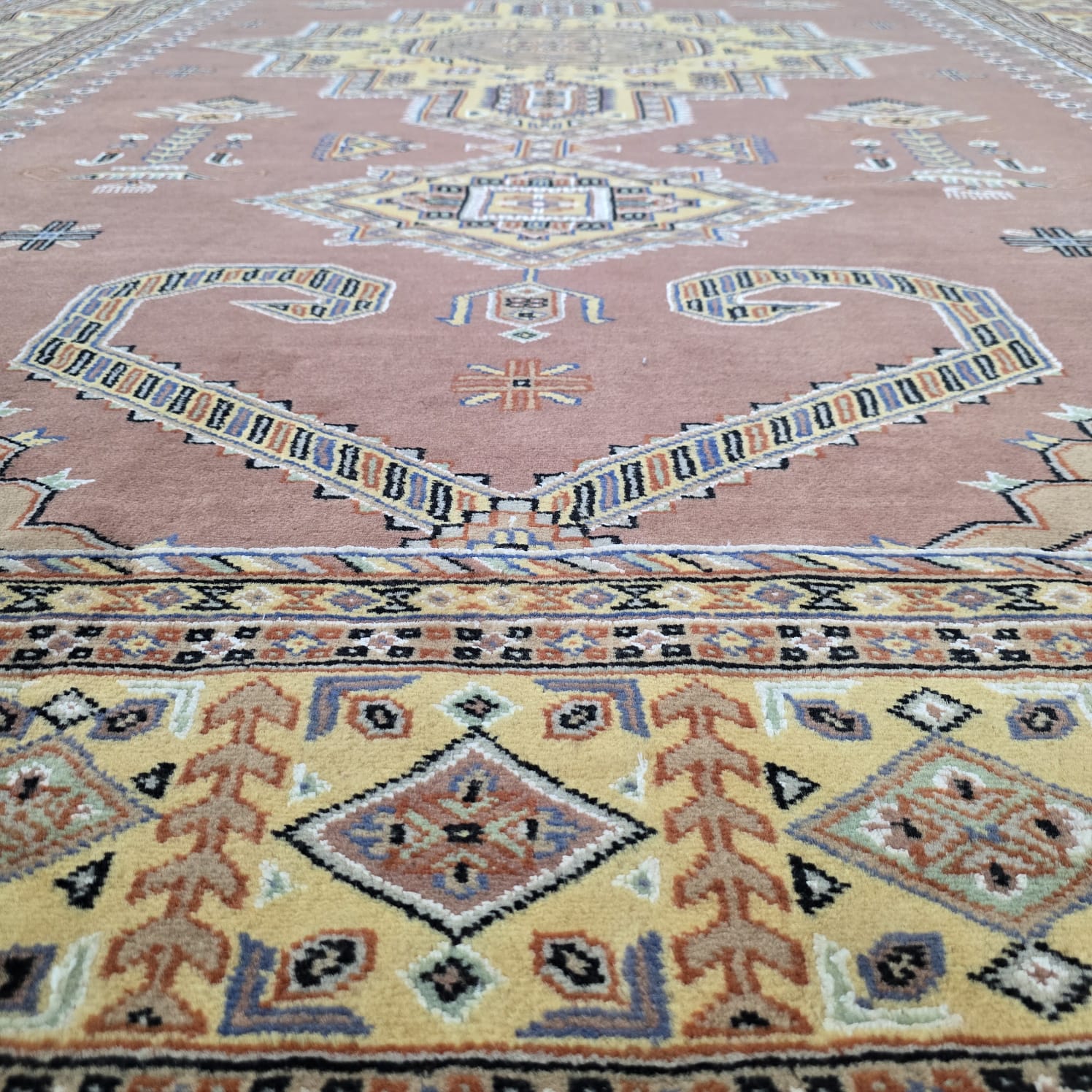6x9 Copper Geometric Handmade Cotton & Wool Silk Touch Rug | Premium Luxury Area Rug