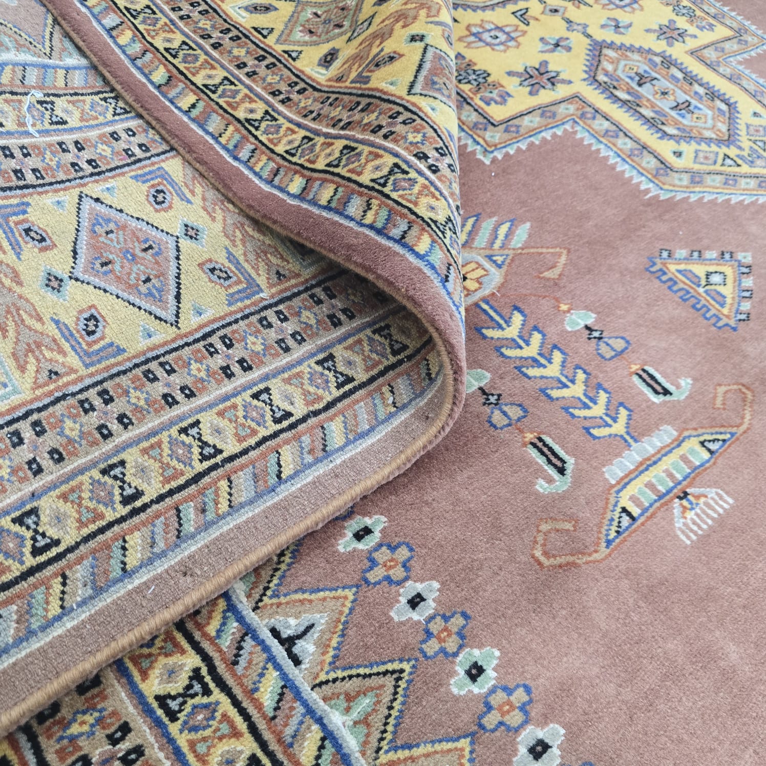 6x9 Copper Geometric Handmade Cotton & Wool Silk Touch Rug | Premium Luxury Area Rug