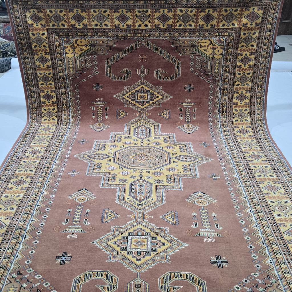 6x9 Copper Geometric Handmade Cotton & Wool Silk Touch Rug | Premium Luxury Area Rug