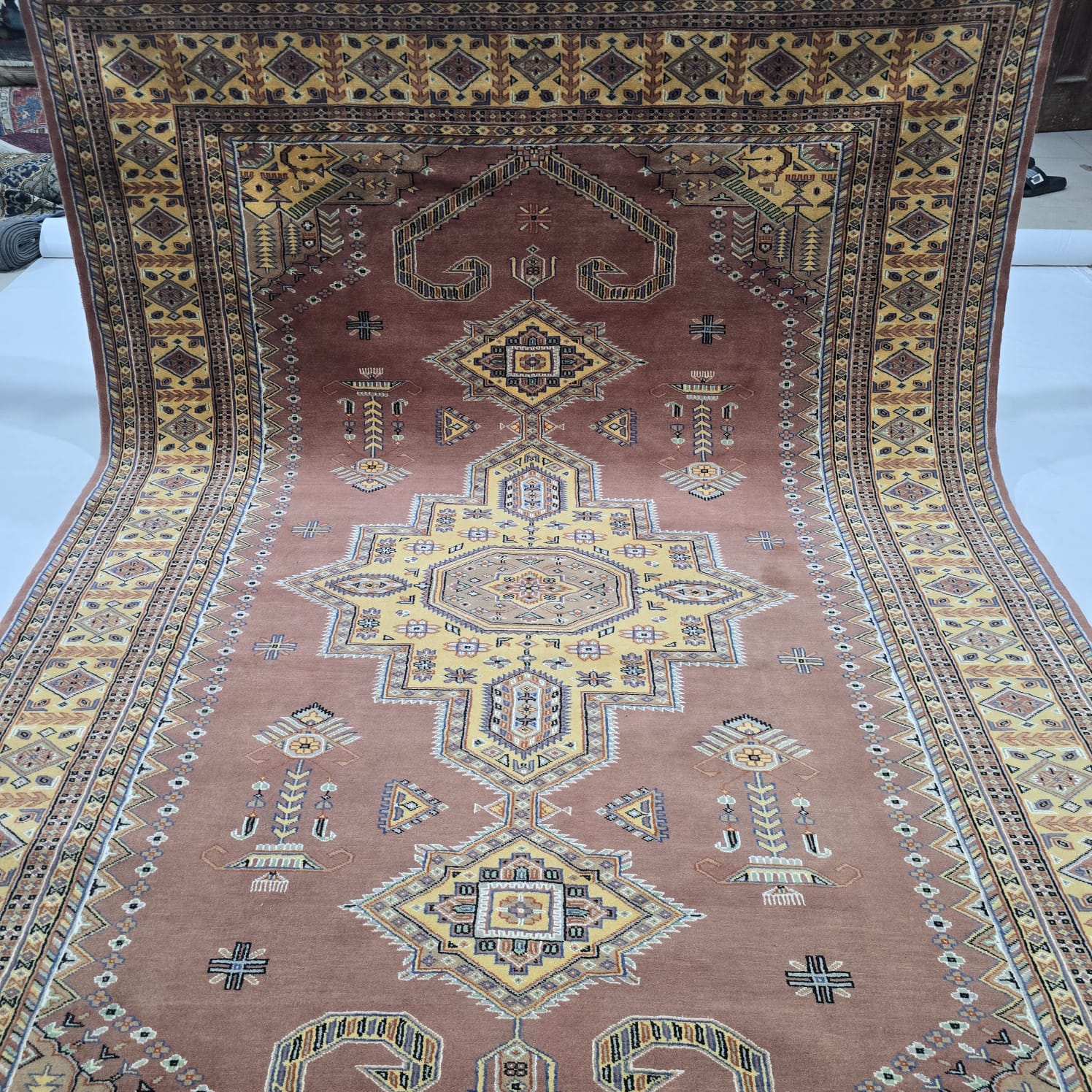6x9 Copper Geometric Handmade Cotton & Wool Silk Touch Rug | Premium Luxury Area Rug