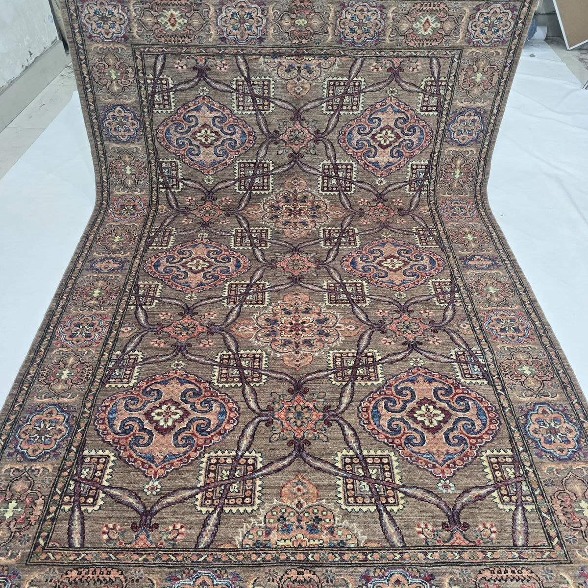 6x9 Brown Super Kazak Geometric Area Rug | Handmade Wool & Cotton Rug