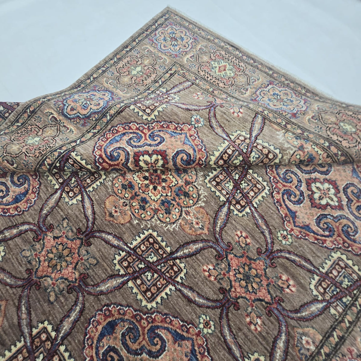 6x9 Brown Super Kazak Geometric Area Rug | Handmade Wool & Cotton Rug