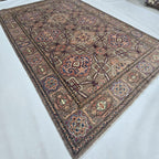 6x9 Brown Super Kazak Geometric Area Rug | Handmade Wool & Cotton Rug