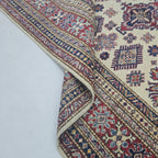 5x7 Beige Super Kazak Geometric Handmade Cotton & Wool Rug | Premium Luxury Area Rug