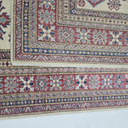 5x7 Beige Super Kazak Geometric Handmade Cotton & Wool Rug | Premium Luxury Area Rug