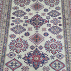 5x7 Beige Super Kazak Geometric Handmade Cotton & Wool Rug | Premium Luxury Area Rug