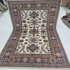 5x7 Beige Super Kazak Geometric Handmade Cotton & Wool Rug | Premium Luxury Area Rug