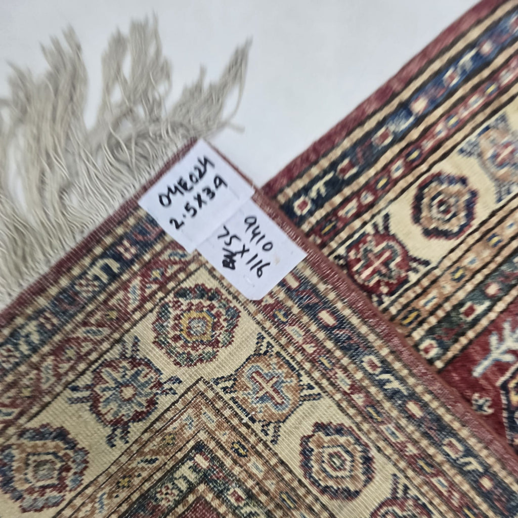 2.5x4 Red Super Kazak Geometric Area Rug | Handmade Wool & Cotton Rug