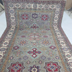 6.5x10 Gray Super Kazak Geometric Area Rug | Handmade Wool & Cotton Rug