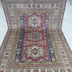 5x7 Red Super Kazak Geometric Handmade Cotton & Wool Rug | Premium Luxury Area Rug