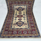2.5x4 Blue Super Kazak Geometric Area Rug | Handmade Wool & Cotton Rug