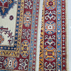 5x6 Beige Super Kazak Geometric Area Rug | Handmade Wool & Cotton Rug